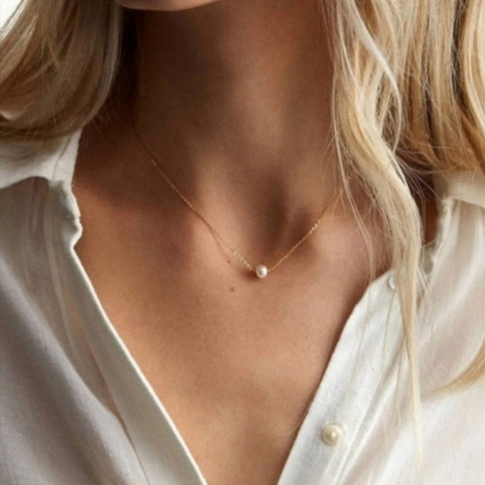 Free People Gold Full Moon Pearl Necklace